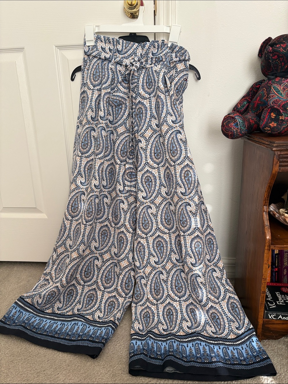 Tommy Hilfiger Blue Paisley Wide-Leg Pants